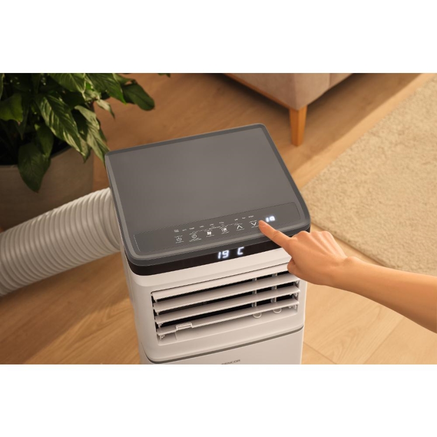 Sencor - Išmanus mobilus oro kondicionierius 3 viename su pilnu priedų komplektu 815W/230V 8000 BTU Wi-Fi baltas + nuotolinis valdymas