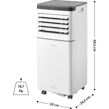Sencor - Išmanus mobilus oro kondicionierius 3 viename su pilnu priedų komplektu 815W/230V 8000 BTU Wi-Fi baltas + nuotolinis valdymas