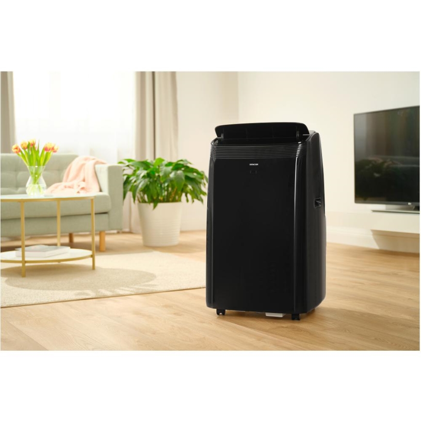 Sencor - Išmanusis mobilus oro kondicionierius įskaitant pilnus priedus 900W/230V 9000 BTU Wi-Fi juoda + nuotolinio valdymo pultas
