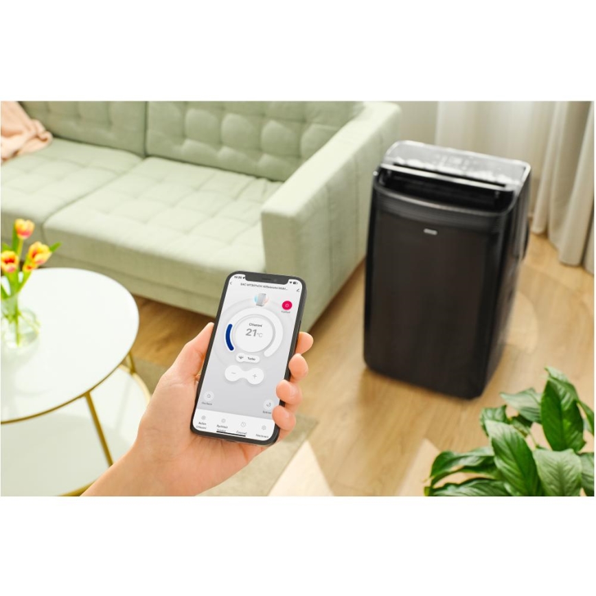 Sencor - Išmanusis mobilus oro kondicionierius įskaitant pilnus priedus 900W/230V 9000 BTU Wi-Fi juoda + nuotolinio valdymo pultas