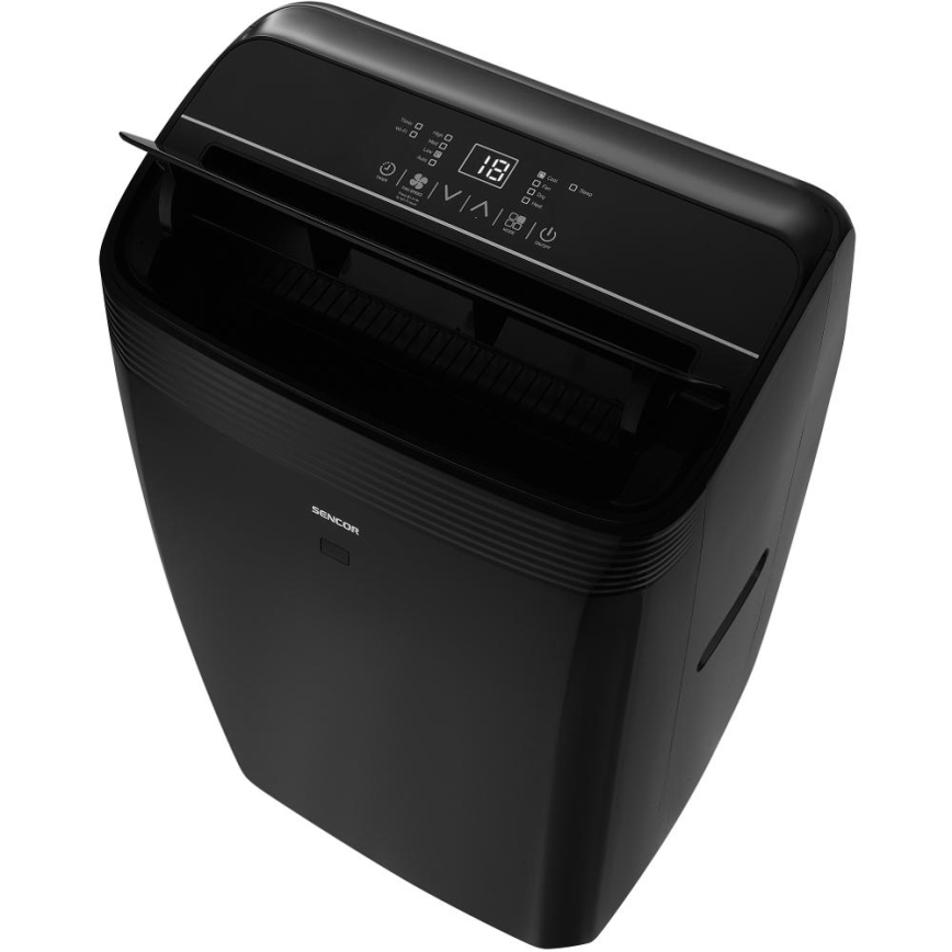 Sencor - Išmanusis mobilus oro kondicionierius įskaitant pilnus priedus 900W/230V 9000 BTU Wi-Fi juoda + nuotolinio valdymo pultas