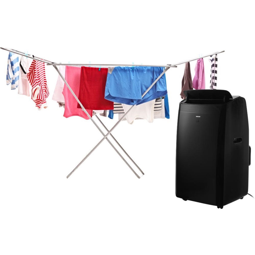 Sencor - Išmanusis mobilus oro kondicionierius įskaitant pilnus priedus 900W/230V 9000 BTU Wi-Fi juoda + nuotolinio valdymo pultas