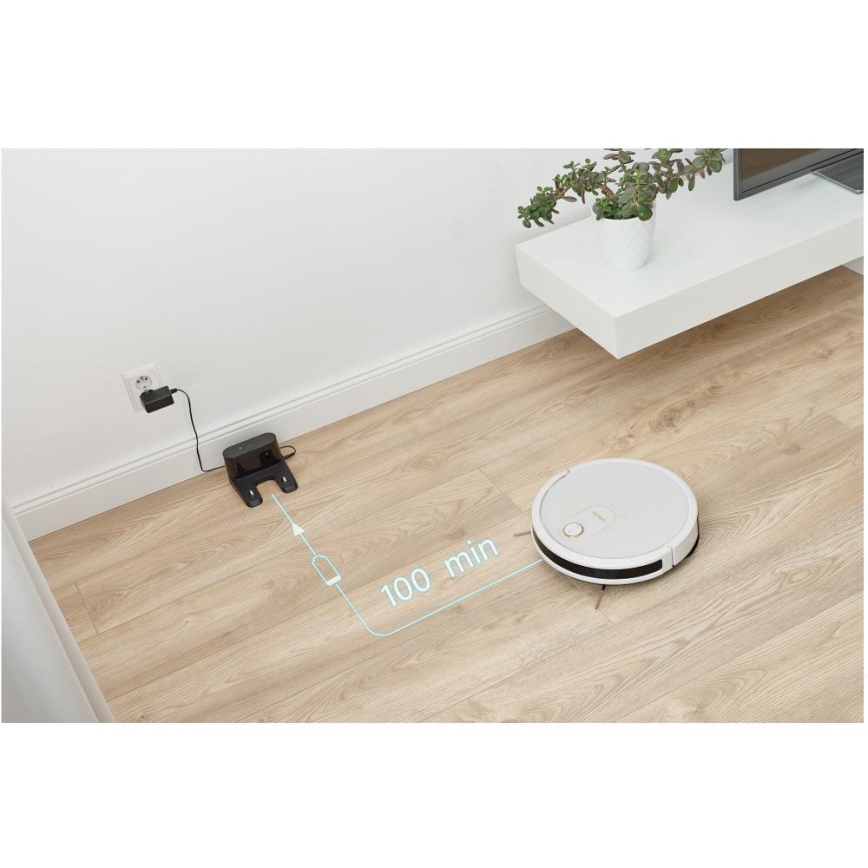 Sencor - Išmanusis robotas dulkių siurblys su šluoste 2in1 28W/2600 mAh Wi-Fi balta + nuotolinio valdymo pultas