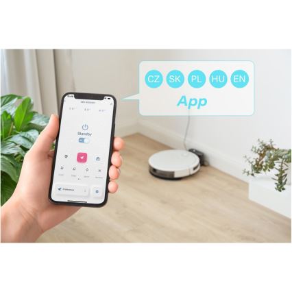 Sencor - Išmanusis robotas dulkių siurblys su šluoste 2in1 28W/2600 mAh Wi-Fi balta + nuotolinio valdymo pultas