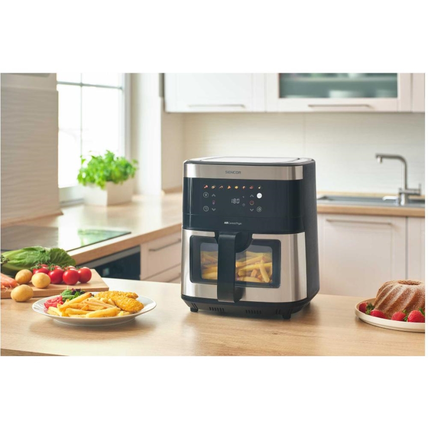 Sencor - Karštų orą cirkuliuojanti gruzdintuvė 9 l 1700W/230V juoda/matinis chromas