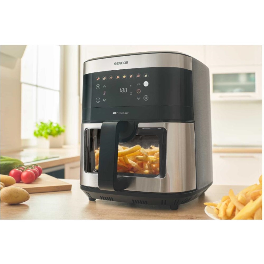 Sencor - Karštų orą cirkuliuojanti gruzdintuvė 9 l 1700W/230V juoda/matinis chromas