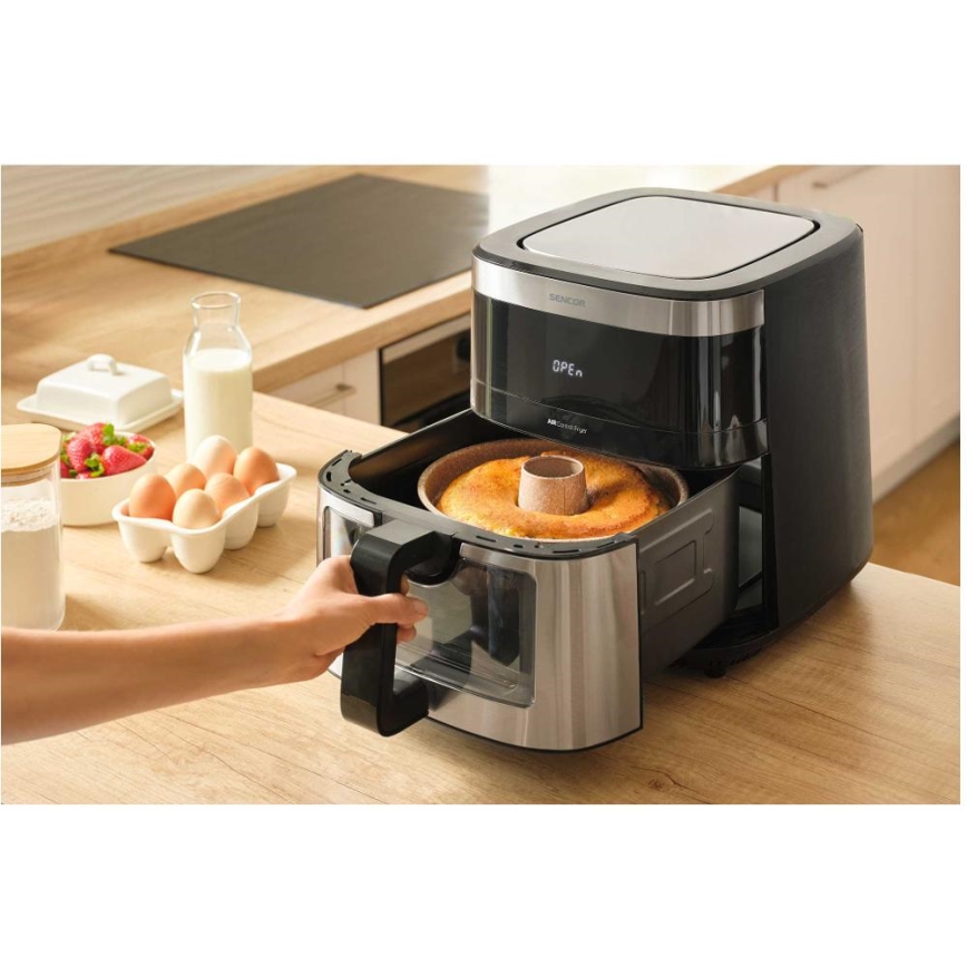 Sencor - Karštų orą cirkuliuojanti gruzdintuvė 9 l 1700W/230V juoda/matinis chromas