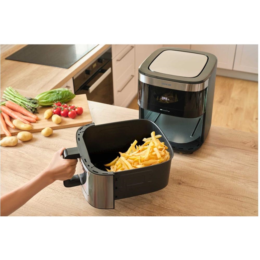 Sencor - Karštų orą cirkuliuojanti gruzdintuvė 9 l 1700W/230V juoda/matinis chromas