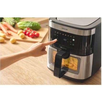Sencor - Karštų orą cirkuliuojanti gruzdintuvė 9 l 1700W/230V juoda/matinis chromas