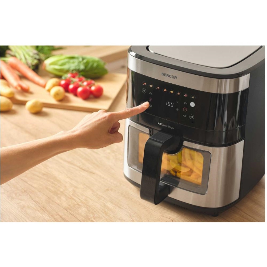 Sencor - Karštų orą cirkuliuojanti gruzdintuvė 9 l 1700W/230V juoda/matinis chromas