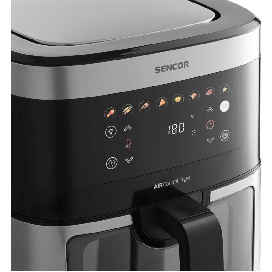 Sencor - Karštų orą cirkuliuojanti gruzdintuvė 9 l 1700W/230V juoda/matinis chromas