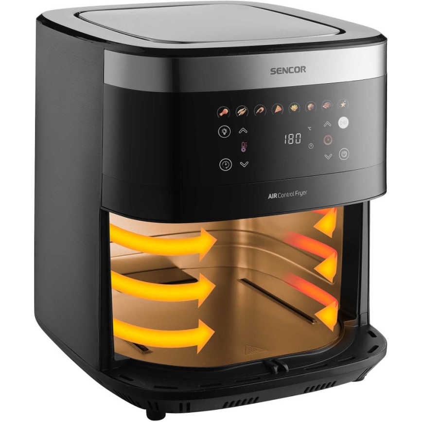 Sencor - Karštų orą cirkuliuojanti gruzdintuvė 9 l 1700W/230V juoda/matinis chromas