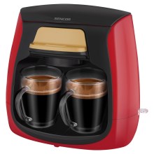 Sencor - Kavos aparatas su dviem bokalais 500W/230V raudona/juoda