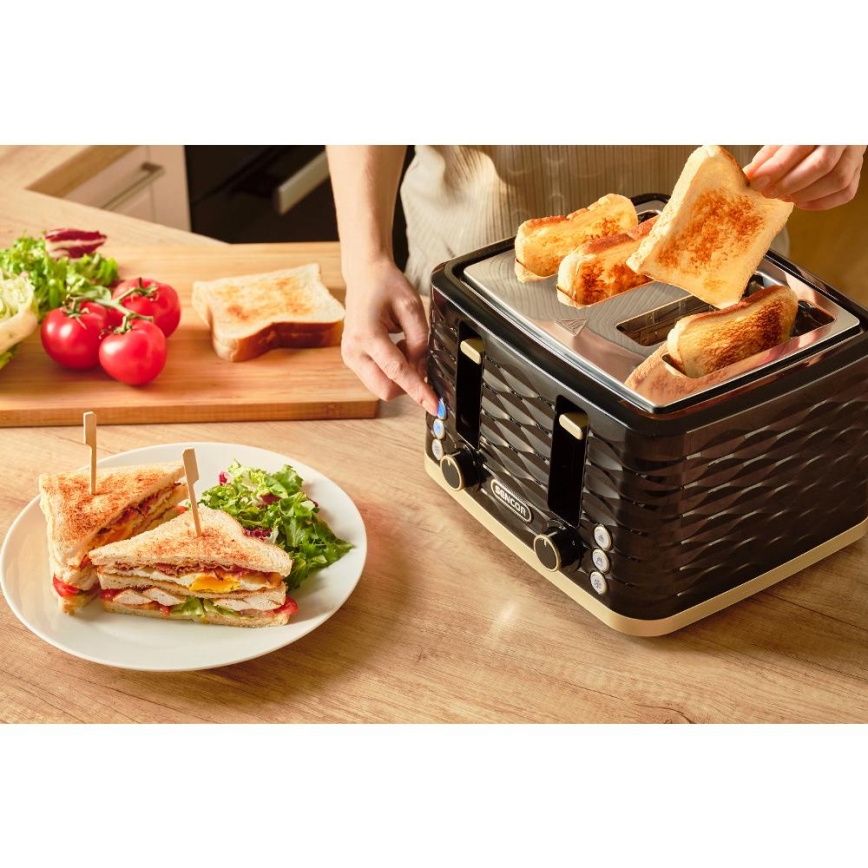 Sencor - Keturių riekelių skrudintuvas 1600W/230V juodas/kreminis