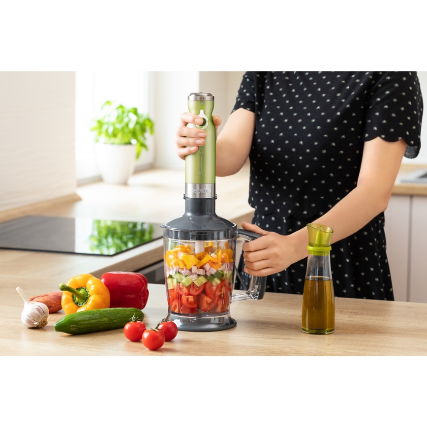 Sencor – Lazdelinis maišytuvas 4in1 1200W/230V nerūdijantis plienas/žalias
