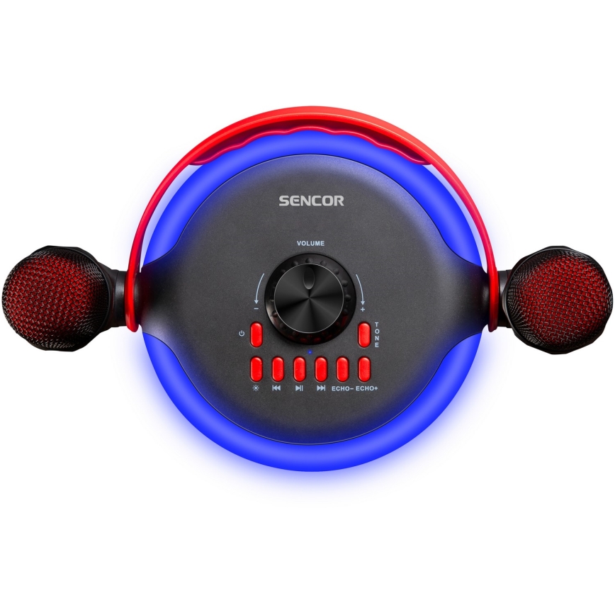Sencor - LED Garsiakalbis su belaidžiu mikrofonu 4000 mAh + 2x 1200 mAh