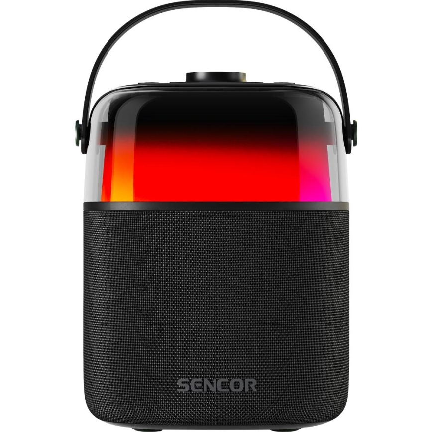 Sencor - LED RGB Garsiakalbis su belaidžiu mikrofonu 35W 8000 mAh + 2x 1800 mAh IPX5 juoda