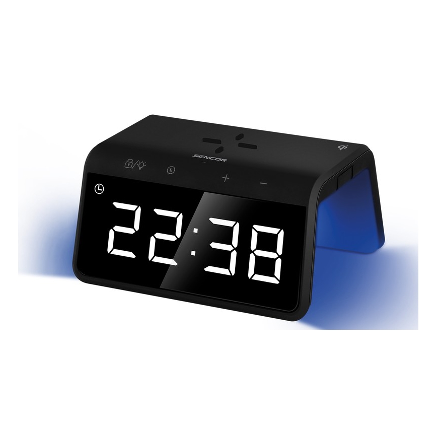 Sencor - LED RGB Žadintuvas su belaidžiu įkrovimu 10W/1xCR2032