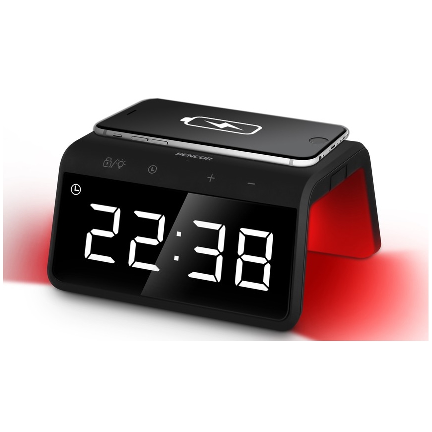 Sencor - LED RGB Žadintuvas su belaidžiu įkrovimu 10W/1xCR2032