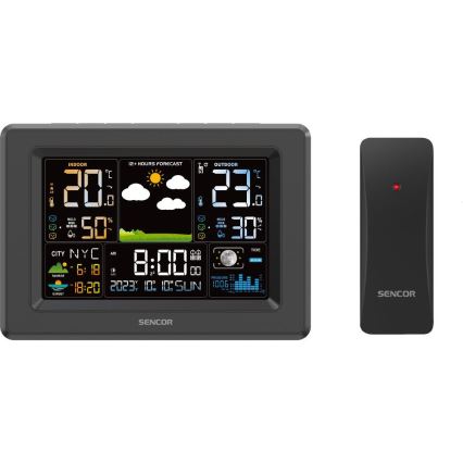 Sencor - meteorologinė stotelė su spalvotu LCD ekranu 3xAA + 2xAA juoda