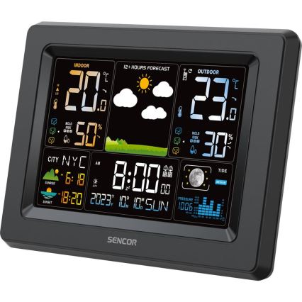 Sencor - meteorologinė stotelė su spalvotu LCD ekranu 3xAA + 2xAA juoda