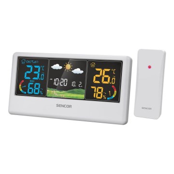 Sencor - Meteorologinė stotelė su spalvotu LCD ekranu 3xAAA + 2xAA balta