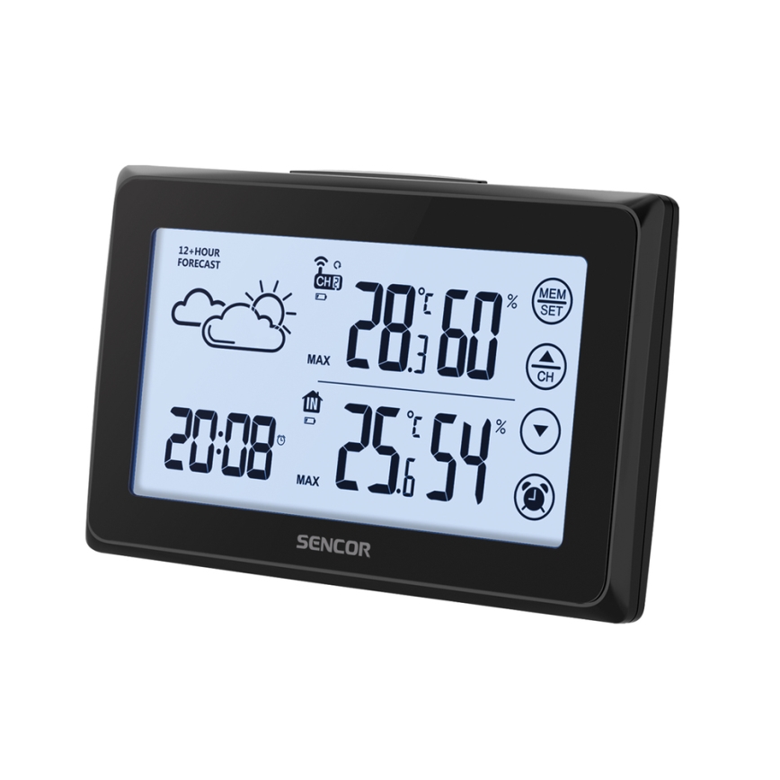 Sencor - Meteorologinė stotis su LCD ekranu ir žadintuvu 3xAAA