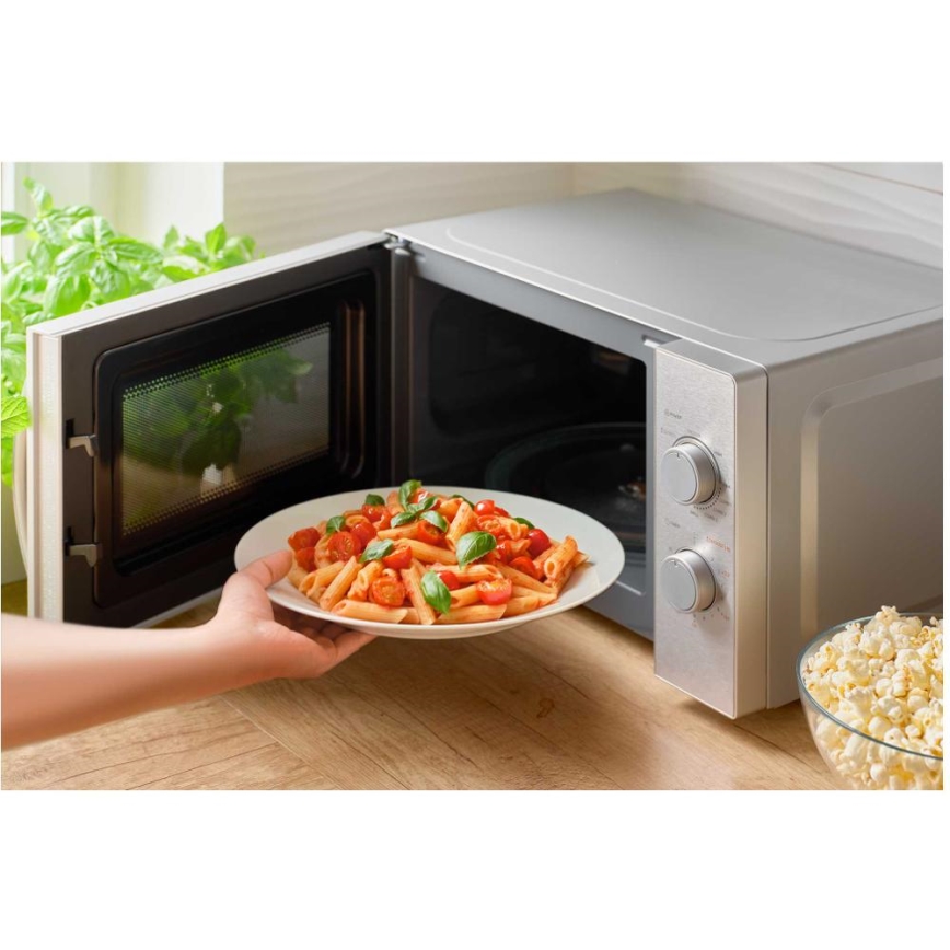 Sencor - Mikrobangų krosnelė su grilio funkcija 700W/1000W/230V 20 l matinis chromas