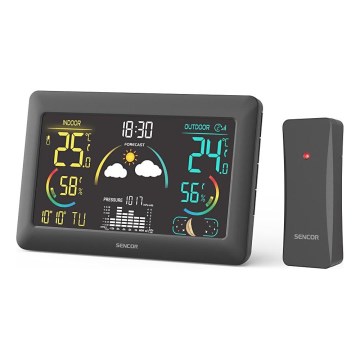Sencor - Orų stotis su spalvotu LCD ekranu ir žadintuvas 3xAA