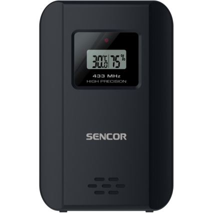 Sencor - Orų stotis su spalvotu LCD ekranu ir žadintuvas 3xAAA juoda
