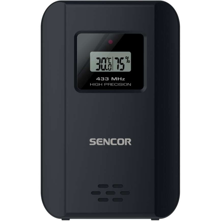 Sencor - Orų stotis su spalvotu LCD ekranu ir žadintuvas 3xAAA juoda