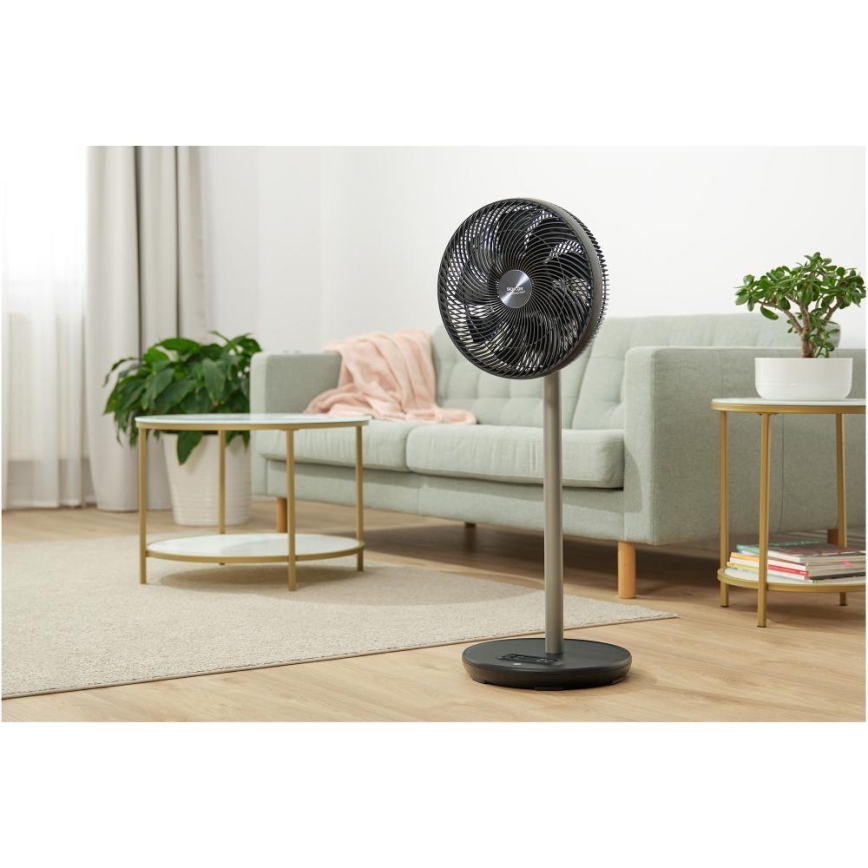 Sencor - Pastatomas ventiliatorius 3D UltraSilent 26W/230V Wi-Fi juodas + nuotolinis pultelis