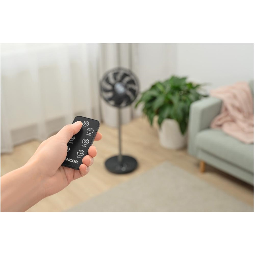 Sencor - Pastatomas ventiliatorius 3D UltraSilent 26W/230V Wi-Fi juodas + nuotolinis pultelis