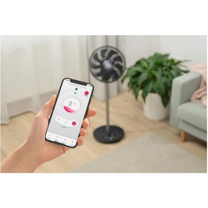Sencor - Pastatomas ventiliatorius 3D UltraSilent 26W/230V Wi-Fi juodas + nuotolinis pultelis