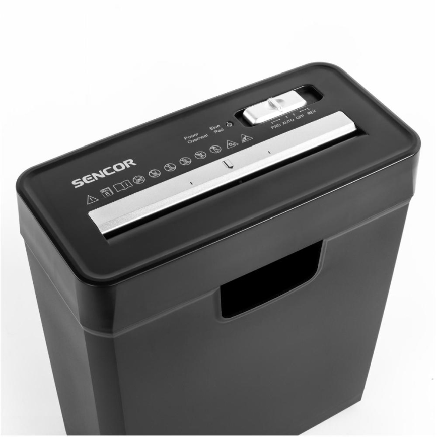 Sencor - Popieriaus smulkintuvas A4 apimtis 10 l 190W/230V juoda