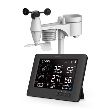 Sencor - Profesionali meteorologijos stotelė su spalvotu LCD ekranu ir žadintuvu 5V/1xCR2032 + 3xAA Wi-Fi
