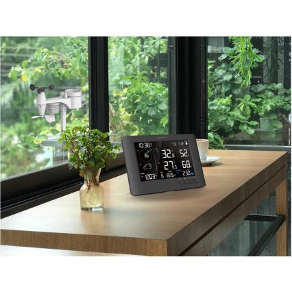 Sencor - Profesionali meteorologinė stotelė su spalvotu LCD ekranu ir žadintuvu 5V/1xCR2032 + 3xAA Wi-Fi