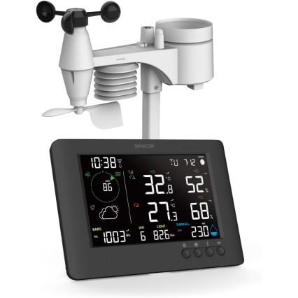 Sencor - Profesionali meteorologinė stotelė su spalvotu LCD ekranu ir žadintuvu 5V/1xCR2032 + 3xAA Wi-Fi