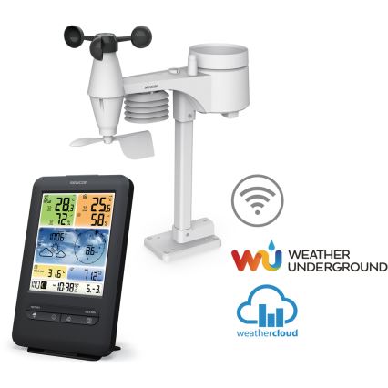 Sencor - Profesionali meteorologinė stotelė su spalvotu LCD ekranu 1xCR2032 + 3xAA Wi-Fi