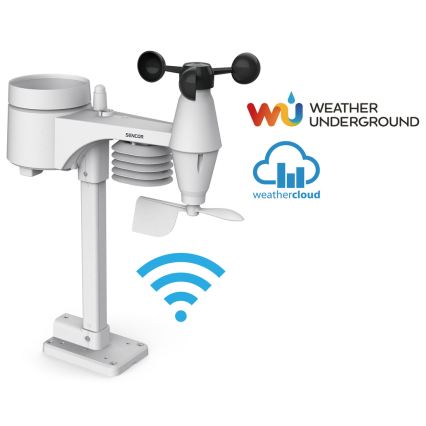 Sencor - Profesionali meteorologinė stotelė su spalvotu LCD ekranu 1xCR2032 + 3xAA Wi-Fi