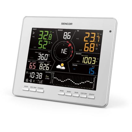 Sencor - Profesionali orų stotelė su spalvotu LCD ekranu 5V 1xCR2032 + 3xAA + 2xAA Wi-Fi Tuya