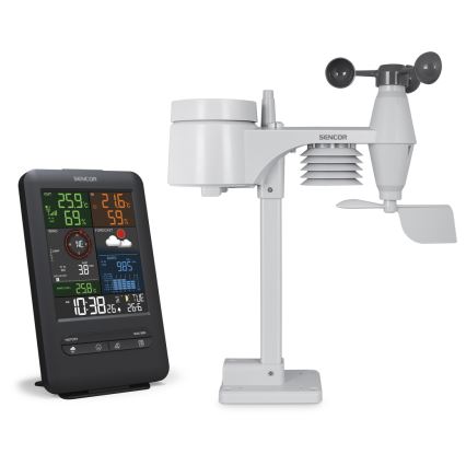 Sencor - Profesionali meteorologinė stotis su LCD ekranu ir žadintuvas 1xCR2032 + 3xAA