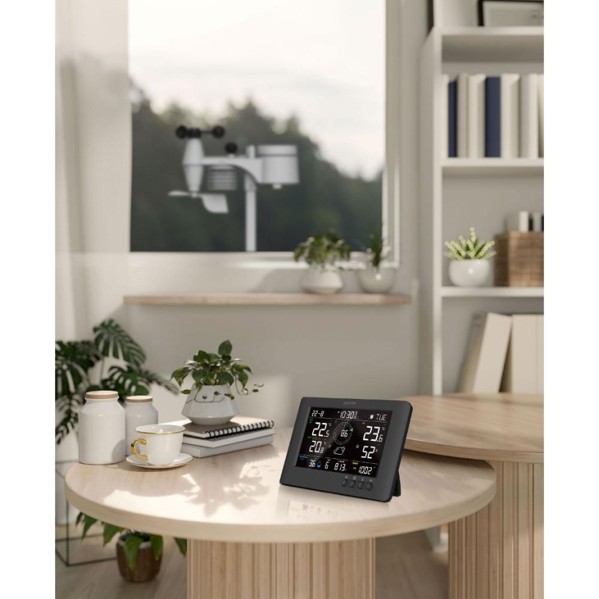 Sencor - Profesionali oro stotis su spalvotu LCD ekranu ir žadintuvas 5V/1xCR2032 + 3xAA