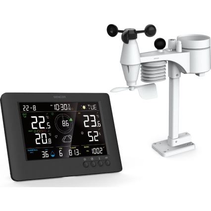 Sencor - Profesionali oro stotis su spalvotu LCD ekranu ir žadintuvas 5V/1xCR2032 + 3xAA
