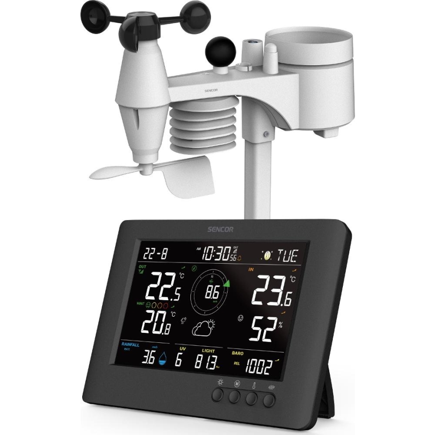 Sencor - Profesionali oro stotis su spalvotu LCD ekranu ir žadintuvas 5V/1xCR2032 + 3xAA