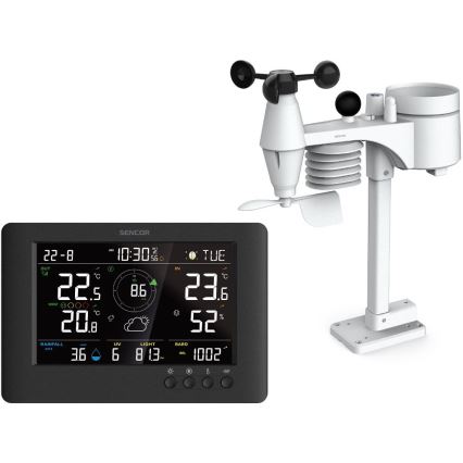 Sencor - Profesionali oro stotis su spalvotu LCD ekranu ir žadintuvas 5V/1xCR2032 + 3xAA