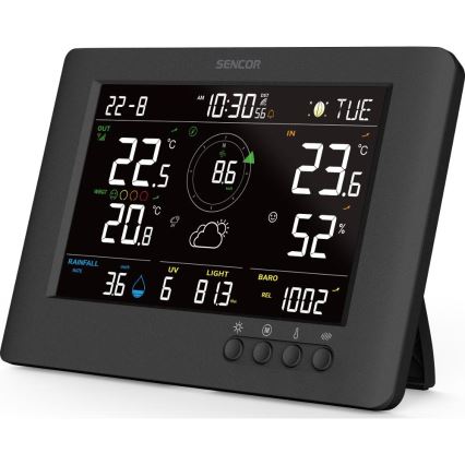 Sencor - Profesionali oro stotis su spalvotu LCD ekranu ir žadintuvas 5V/1xCR2032 + 3xAA