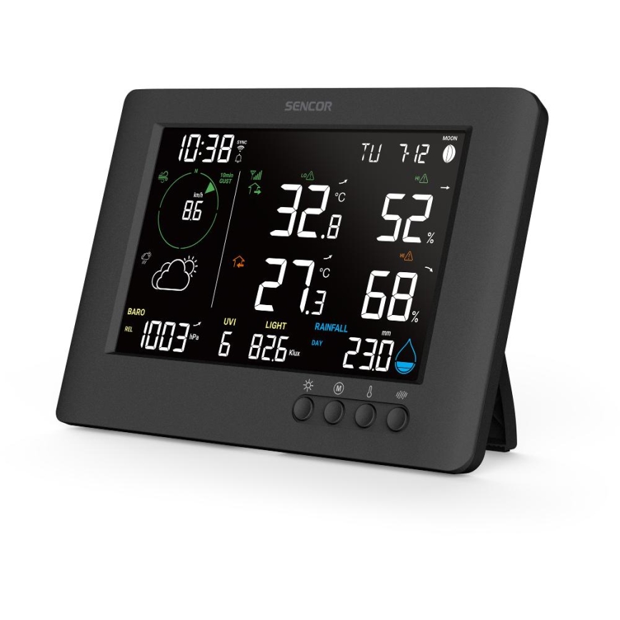 Sencor - Profesionali oro stotis su spalvotu LCD ekranu ir žadintuvas 5V/1xCR2032 + 3xAA Wi-Fi