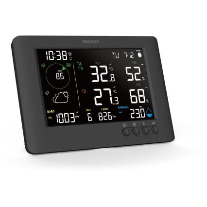 Sencor - Profesionali oro stotis su spalvotu LCD ekranu ir žadintuvas 5V/1xCR2032 + 3xAA Wi-Fi