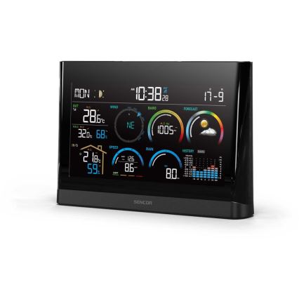Sencor - Profesionali oro stotis su spalvotu LCD ekranu ir žadintuvas 5V/3xAAA + 3xAA